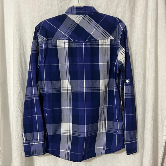Men's Large AO AMONGST OTHERS American Legacy Blue Plaid Shirt Cotton - Picture 2 of 6